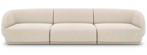 Emma - Beige Boucle 3 Seater Sofa, Modular Curved Sofa