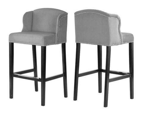 Lydia - Grey Bar Stool, Wing Bar Chair, Set of 2