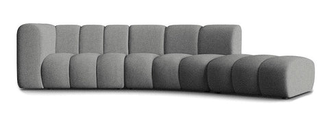 Lunar - Grey Bouclé Curved Sectional Sofa