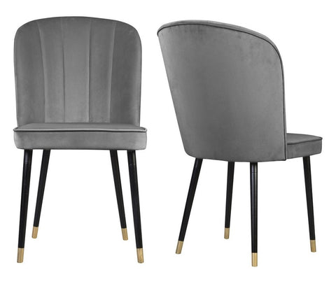 Bruton - Grey Velvet Dining Chair, Set of 2-Chair Set-Belle Fierté