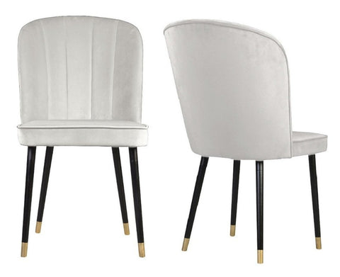 Bruton - Light Grey Velvet Dining Chair, Set of 2-Chair Set-Belle Fierté
