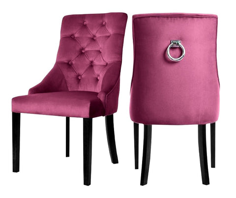 Cheryl - Rose Pink Chesterfield Knocker Dining Chair, Set of 2-Chair Set-Belle Fierté