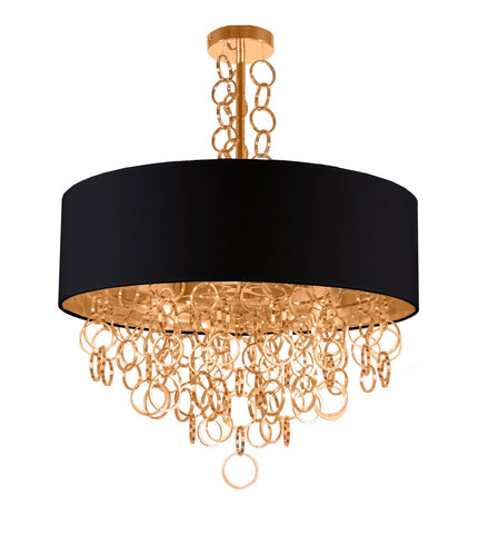 CHARLOTTE - Glamour Ceiling Lamp, Gold Finish Black Shade Chandelier-Chandelier-Belle Fierté