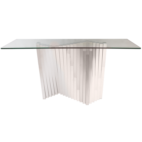 SATRIA- Luxury Glass Console Table, Chrome Base Glamour Console Table-Console table-Belle Fierté