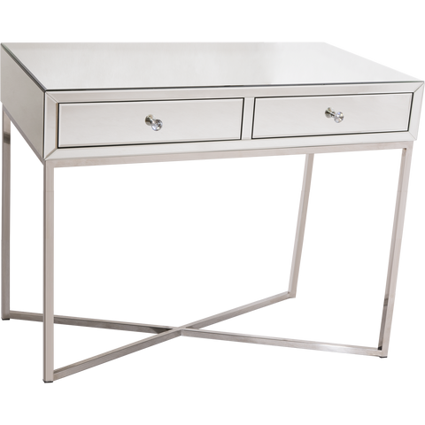 AUSTIN- Luxury Mirror Glass Console Table, Chrome Base Glamour Console Table-Console table-Belle Fierté