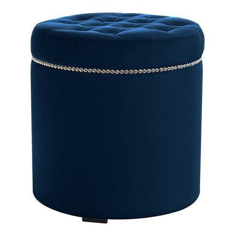 Tegan - Round Studded Tufted Velvet Footstool, 40x45cm-Ottomans and Footstools-Belle Fierté
