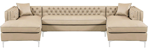 Carrara - Modern Genuine Leather Chesterfield U Shape Sofa-Sofa-Belle Fierté