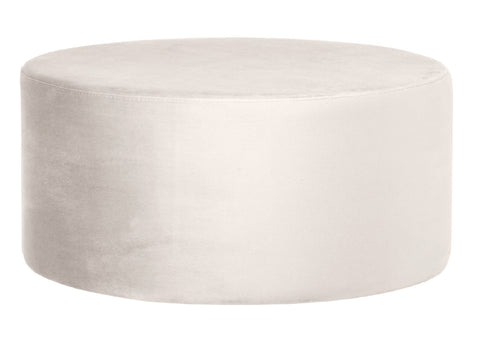 Andes - Beige Velvet Round Cocktail Ottoman, 80cm Upholstered Coffee Table