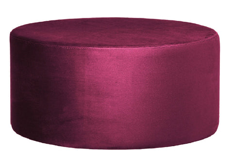 Andes - Burgundy Round 80cm Cocktail Ottoman, Upholstered Coffee Table