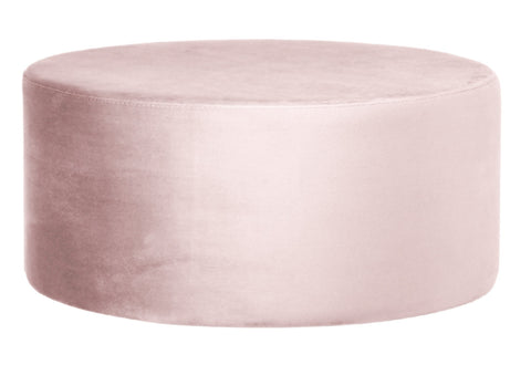 Andes - Light Pink Round Cocktail Ottoman, 80cm Upholstered Coffee Table