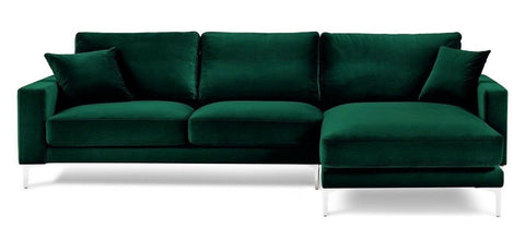 Acton - Green Velvet Corner Sofa, Right L Shape Sofa-Sofa-Belle Fierté
