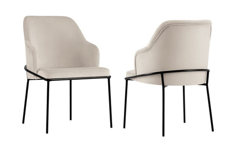 Angelo - Beige Velvet Dining Chair, Set of 2-Chair Set-Belle Fierté