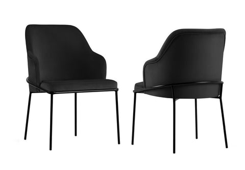 Angelo - Black Velvet Dining Chair, Set of 2-Chair Set-Belle Fierté