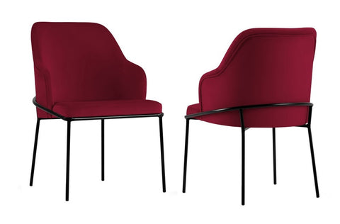 Angelo - Burgundy Velvet Dining Chair, Set of 2-Chair Set-Belle Fierté