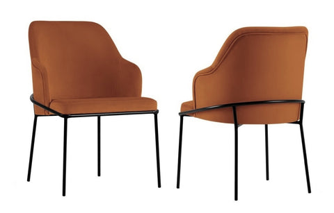 Angelo - Burnt Orange Velvet Dining Chair, Set of 2-Chair Set-Belle Fierté
