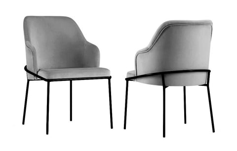 Angelo - Grey Velvet Dining Chair, Set of 2-Chair Set-Belle Fierté