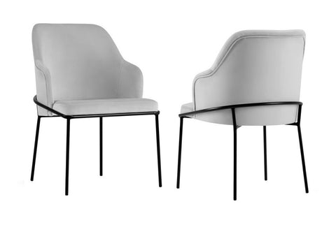 Angelo - Light Grey Velvet Dining Chair, Set of 2-Chair Set-Belle Fierté