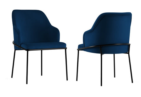 Angelo - Navy Blue Velvet Dining Chair, Set of 2-Chair Set-Belle Fierté
