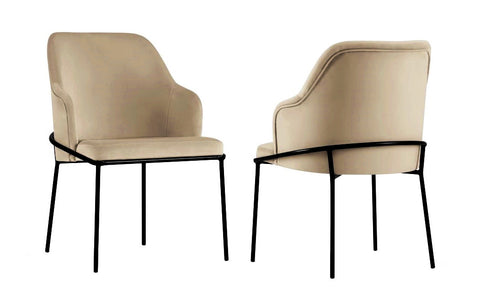 Angelo - Tan Velvet Dining Chair, Set of 2-Chair Set-Belle Fierté