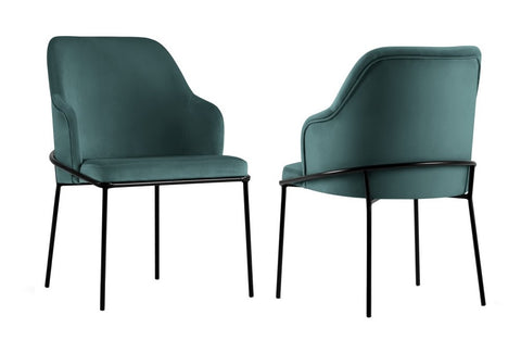 Angelo - Teal Velvet Dining Chair, Set of 2-Chair Set-Belle Fierté