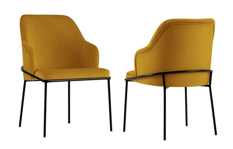 Angelo - Yellow Velvet Dining Chair, Set of 2-Chair Set-Belle Fierté