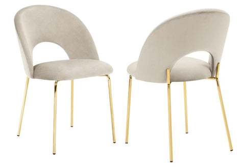 Axel - Beige Velvet Gold Leg Dining Chair, Set of 2