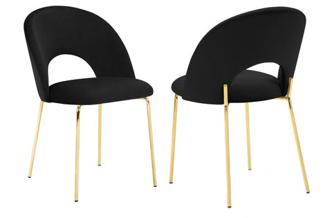 Axel - Black Velvet Gold Leg Dining Chair, Set of 2