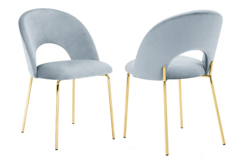 Axel - Blue Velvet Gold Leg Dining Chair, Set of 2