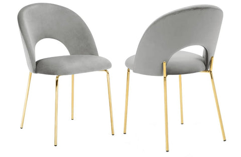 Axel - Grey Velvet Gold Leg Dining Chair, Set of 2