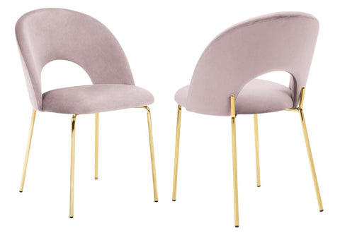 Axel - Pink Velvet Gold Leg Dining Chair, Set of 2