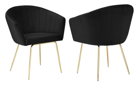 Blanche - Black Velvet Gold Leg Dining Chair, Set of 2