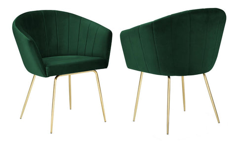 Blanche - Green Velvet Gold Leg Dining Chair, Set of 2