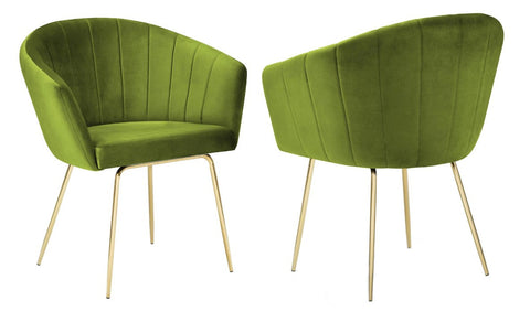 Blanche - Lime Green Velvet Gold Leg Dining Chair, Set of 2