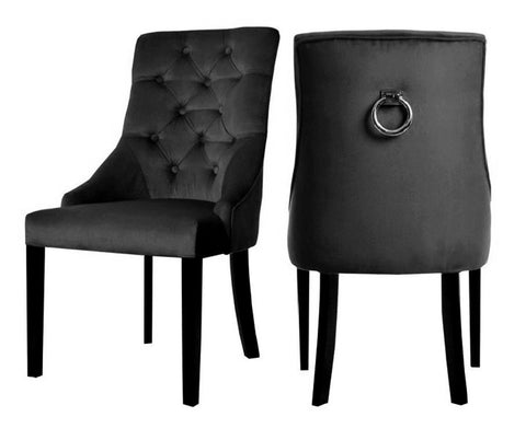 Cheryl - Black Chesterfield Knocker Dining Chair, Set of 2-Chair Set-Belle Fierté