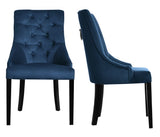 Cheryl - Navy Blue Chesterfield Knocker Dining Chair, Set of 2-Chair Set-Belle Fierté