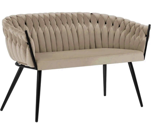 Chantel - Beige Velvet Dining Bench-Benches & Ottomans-Belle Fierté