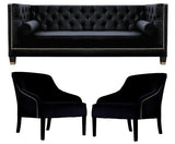 <transcy>Dobby - Elegant 3 -seters Chesterfield fløyelsstol sofasett - svart/hvit</transcy>