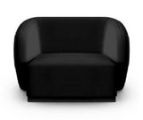 Emma - Black Velvet Armchair, Curved Accent Chair