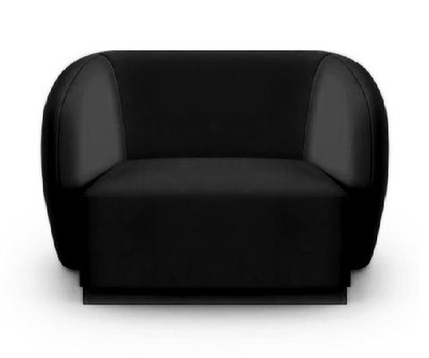 Emma - Black Velvet Armchair, Curved Accent Chair