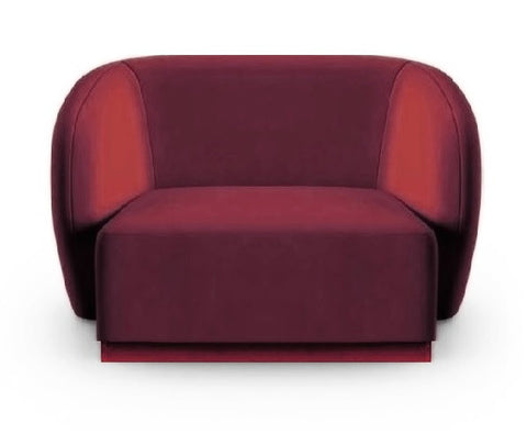 Emma - Burgundy Velvet Armchair, Curved Accent Chair