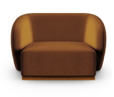 Emma - Burnt Orange Velvet Armchair, Curved Accent Chair