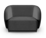 Emma - Charcoal Velvet Armchair, Curved Accent Chair