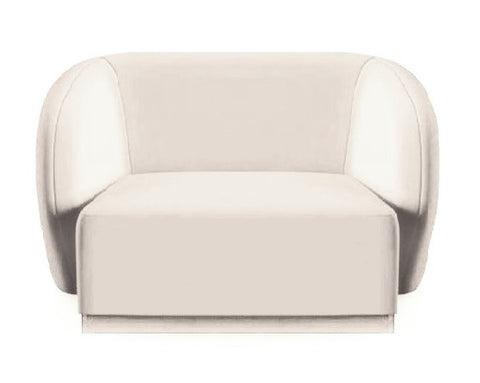 Emma - Cream Velvet Armchair, Curved Accent Chair