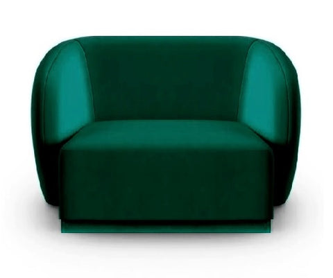 Emma - Green Velvet Armchair, Curved Accent Chair
