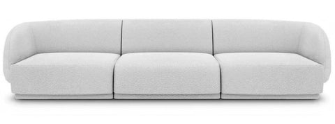 Emma - Grey Boucle 3 Seater Sofa, Modular Curved Sofa