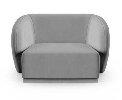 Emma - Grey Velvet Armchair, Curved Accent Chair