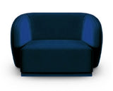 Emma - Navy Blue Velvet Armchair, Curved Accent Chair