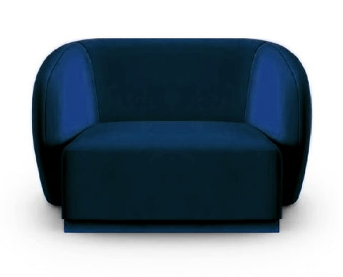 Emma - Navy Blue Velvet Armchair, Curved Accent Chair