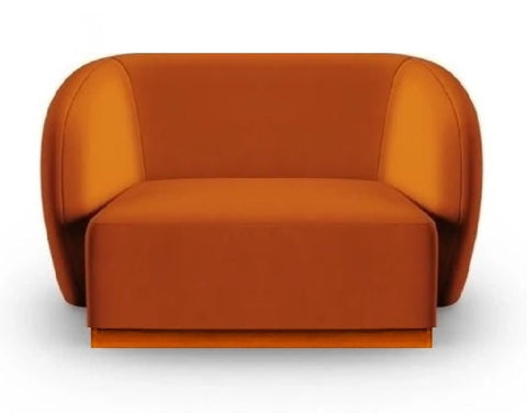 Emma - Orange Velvet Armchair, Curved Accent Chair