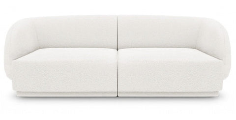 Emma - White Boucle 2 Seater Sofa, Modular Curved Sofa
